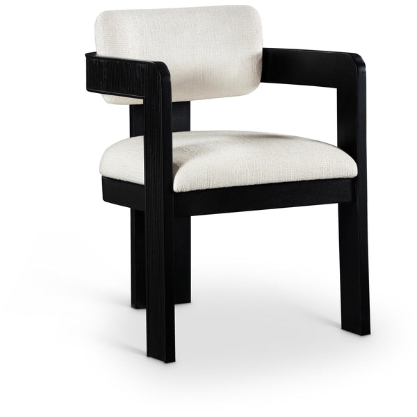 Meridian Sacha Cream Linen Textured Fabric Dining Chair IMAGE 1