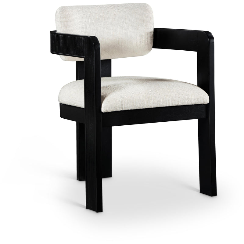 Meridian Sacha Cream Linen Textured Fabric Dining Chair IMAGE 1