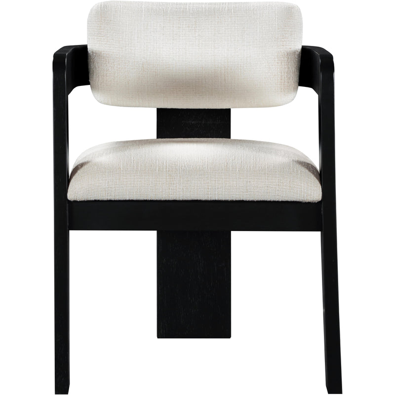 Meridian Sacha Cream Linen Textured Fabric Dining Chair IMAGE 3