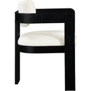 Meridian Sacha Cream Linen Textured Fabric Dining Chair IMAGE 4