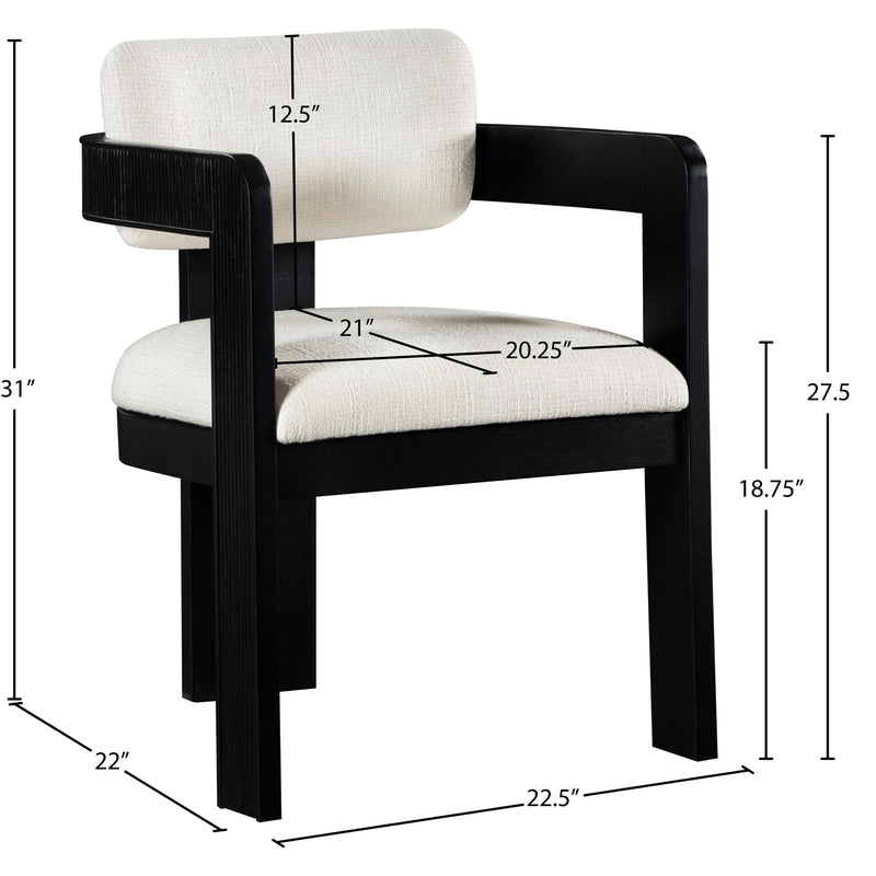 Meridian Sacha Cream Linen Textured Fabric Dining Chair IMAGE 8