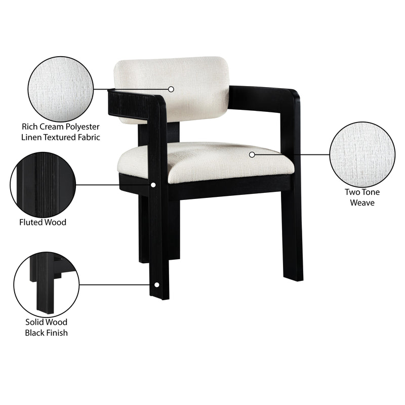 Meridian Sacha Cream Linen Textured Fabric Dining Chair IMAGE 9