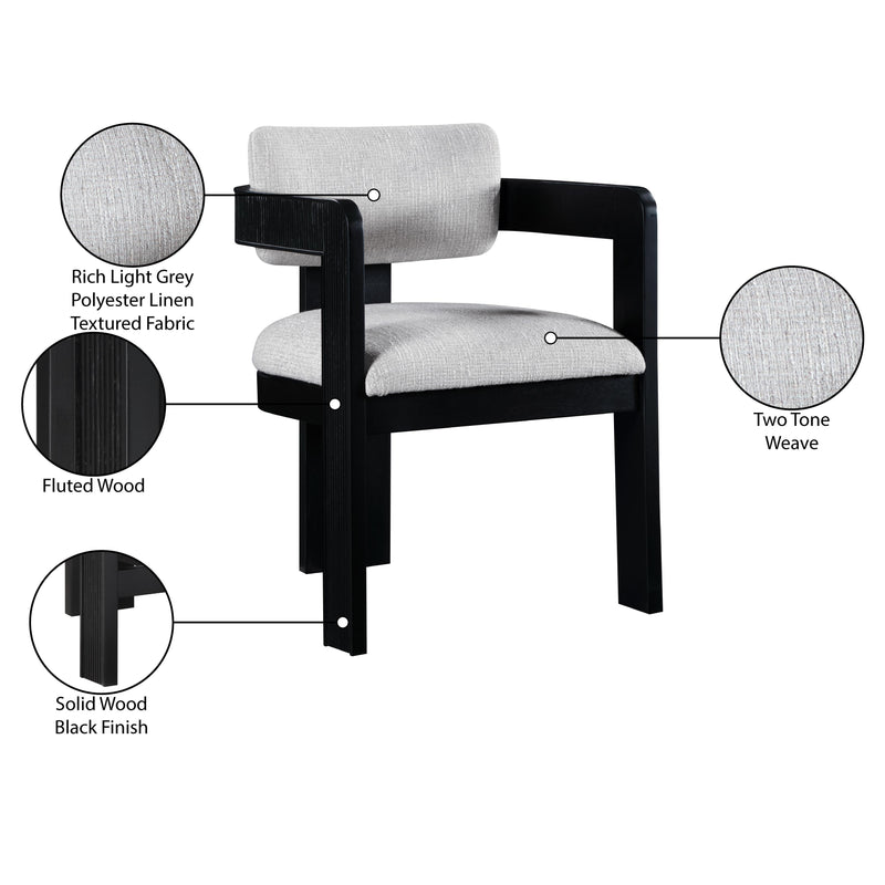  Meridian Sacha Grey Linen Textured Fabric Upholstered Dining Chair IMAGE 10