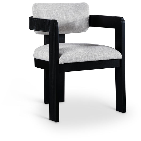 Meridian Sacha Grey Linen Textured Fabric Dining Chair IMAGE 1