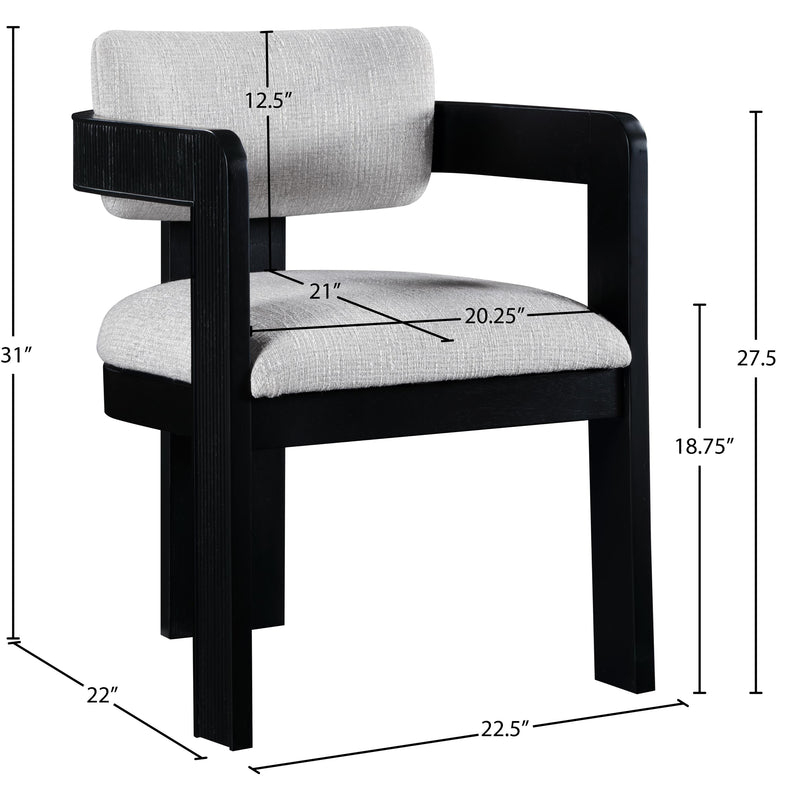 Meridian Sacha Grey Linen Textured Fabric Dining Chair IMAGE 8