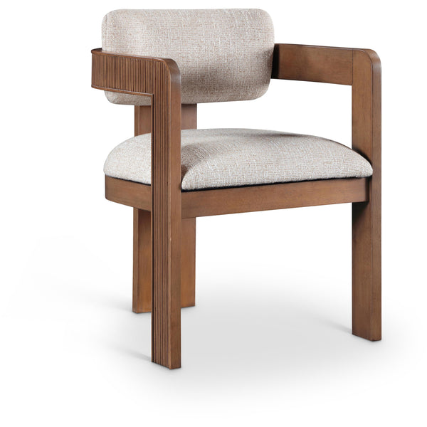 Meridian Sacha Beige Linen Textured Fabric Dining Chair IMAGE 1