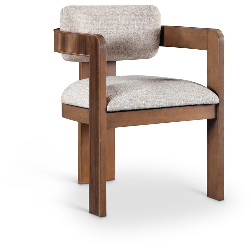 Meridian Sacha Beige Linen Textured Fabric Dining Chair IMAGE 1