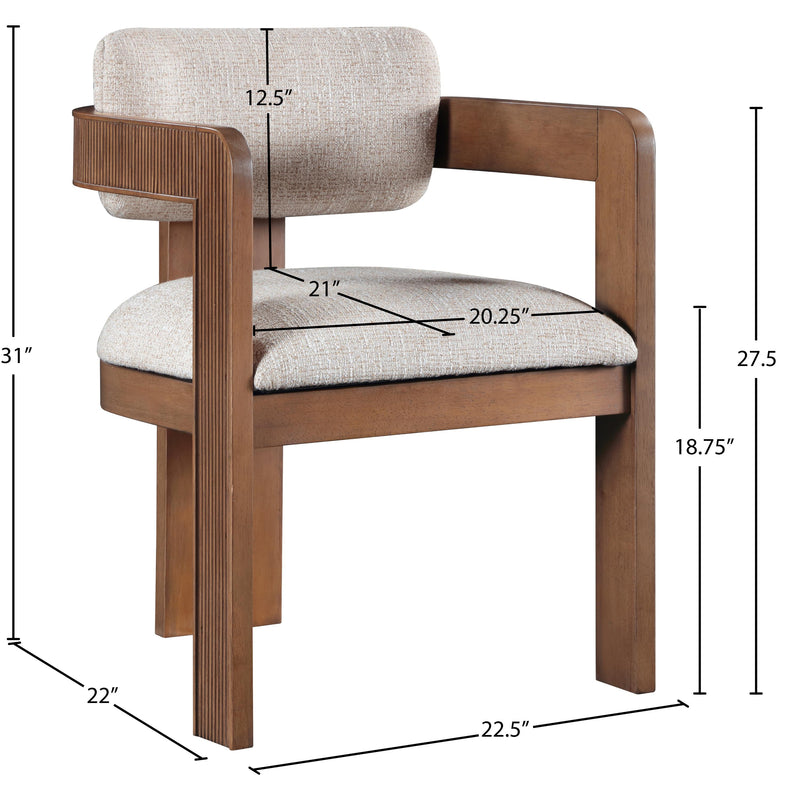 Meridian Sacha Beige Linen Textured Fabric Dining Chair IMAGE 8