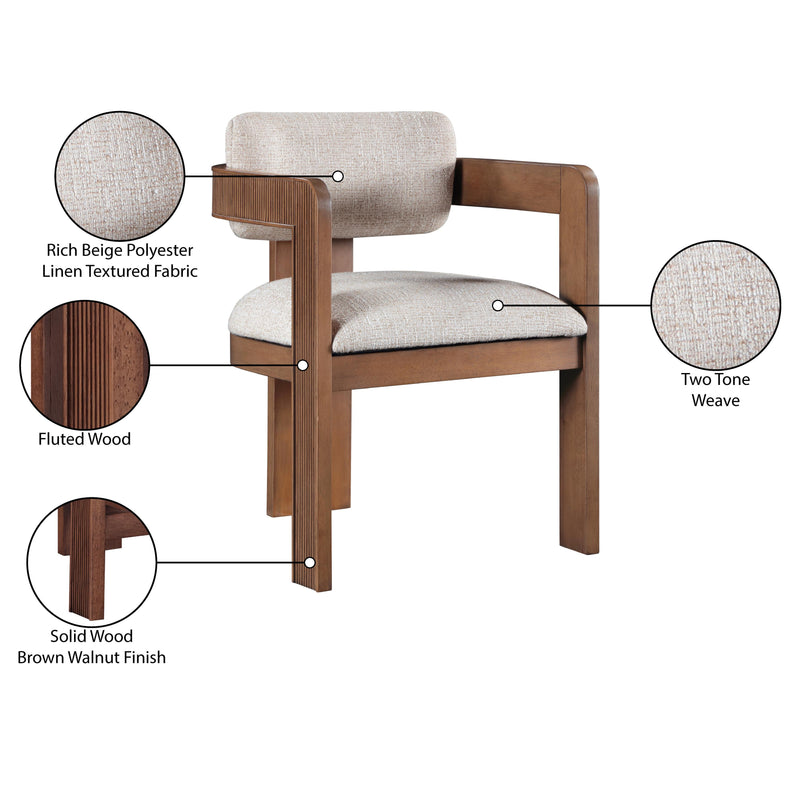 Meridian Sacha Beige Linen Textured Fabric Dining Chair IMAGE 9
