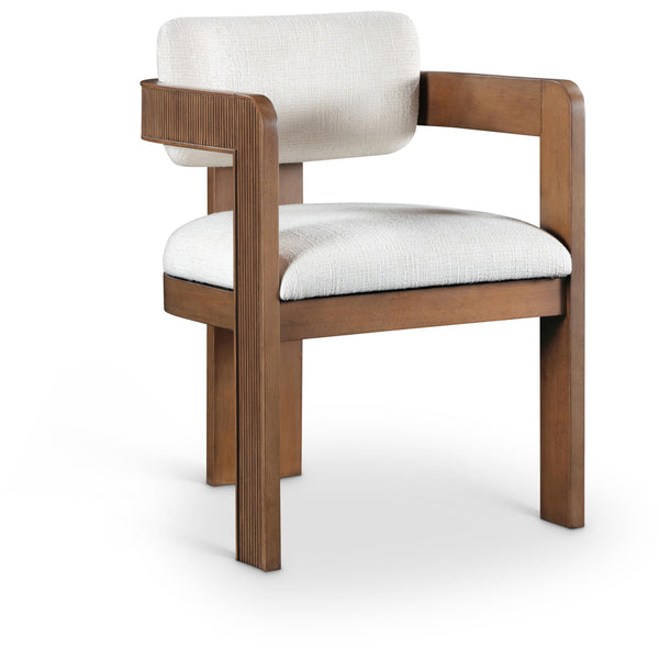 Meridian Sacha Cream Linen Textured Fabric Dining Chair IMAGE 1