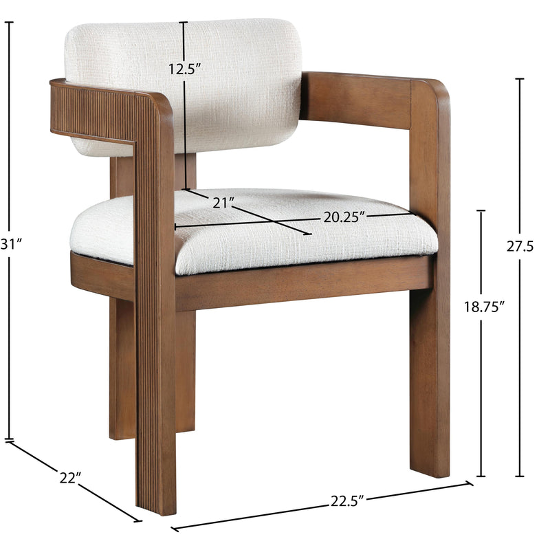 Meridian Sacha Cream Linen Textured Fabric Dining Chair IMAGE 8