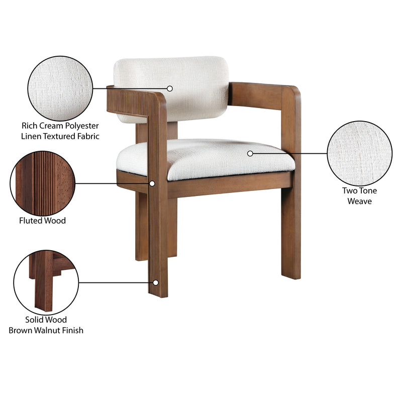 Meridian Sacha Cream Linen Textured Fabric Dining Chair IMAGE 9