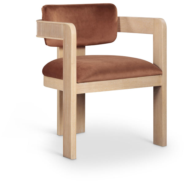 Meridian Sacha Cognac Velvet Dining Chair IMAGE 1
