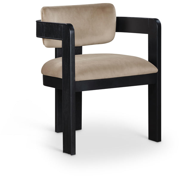 Meridian Sacha Beige Velvet Dining Chair IMAGE 1