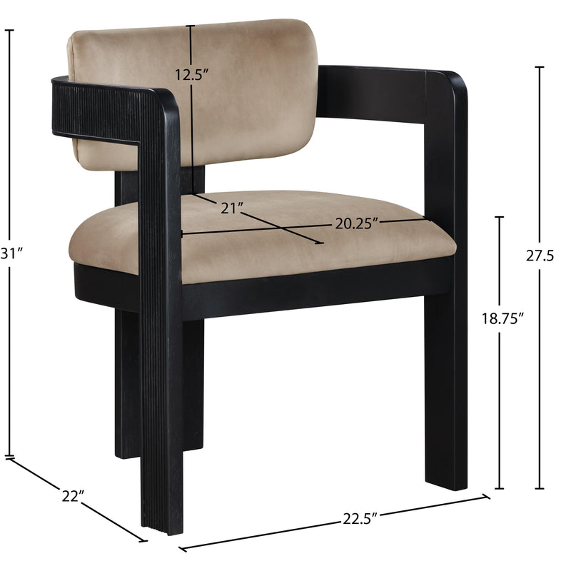 Meridian Sacha Beige Velvet Dining Chair IMAGE 8