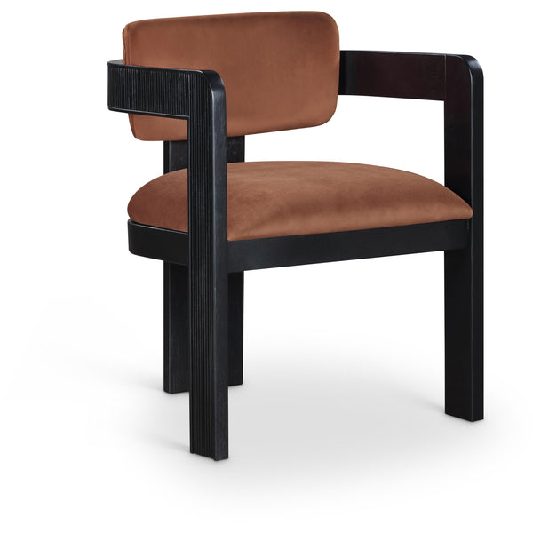 Meridian Sacha Cognac Velvet Dining Chair IMAGE 1