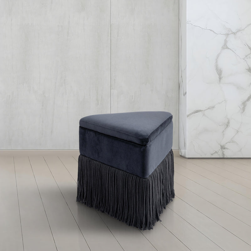 Meridian Trivoli Black Velvet Ottoman/Stool IMAGE 2
