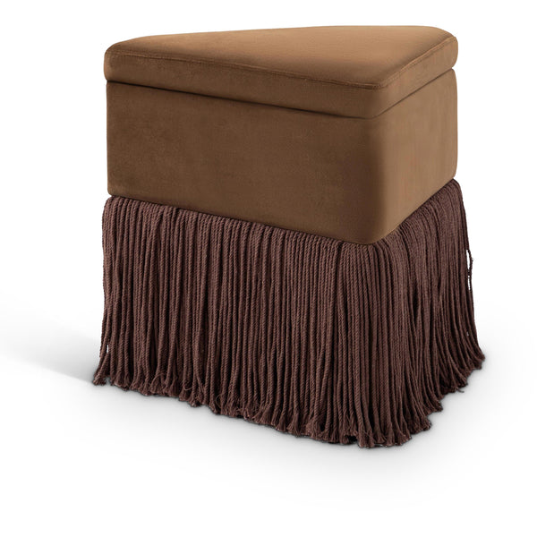 Meridian Trivoli Brown Velvet Ottoman/Stool IMAGE 1