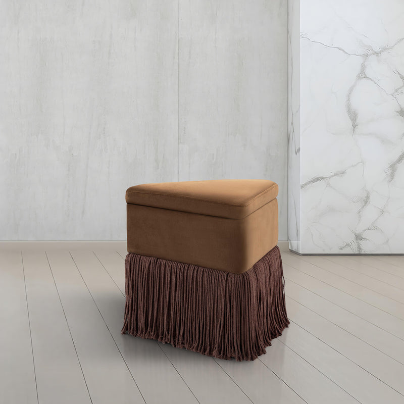 Meridian Trivoli Brown Velvet Ottoman/Stool IMAGE 2