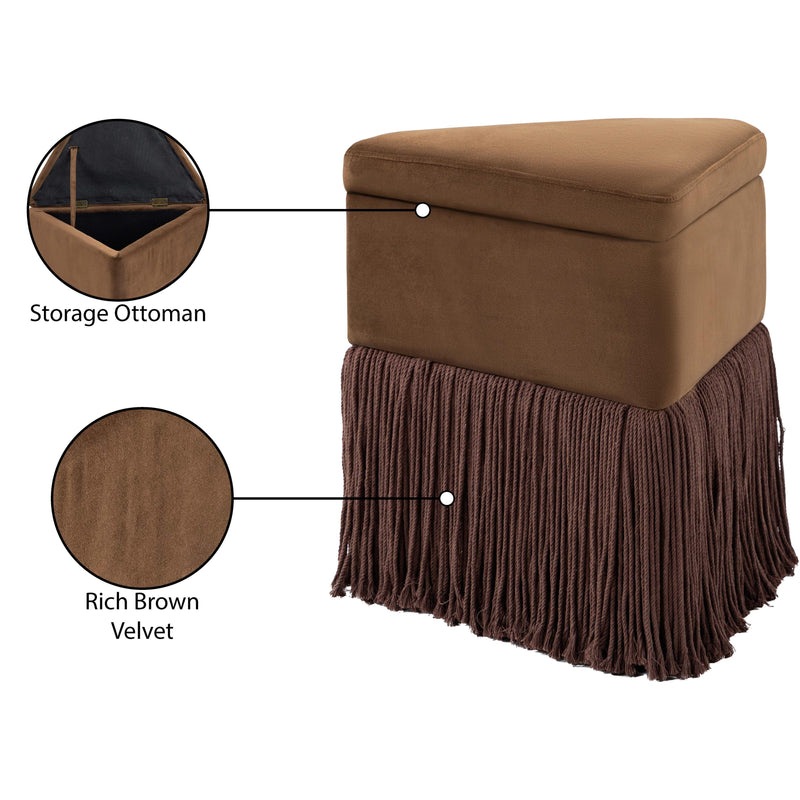 Meridian Trivoli Brown Velvet Ottoman/Stool IMAGE 9