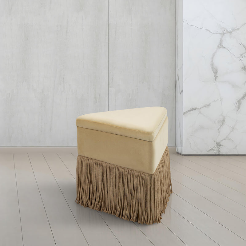 Meridian Trivoli Camel Velvet Ottoman/Stool IMAGE 2