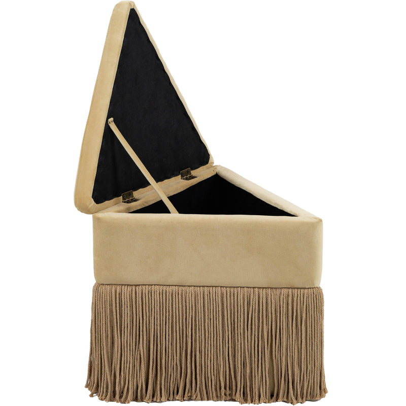 Meridian Trivoli Camel Velvet Ottoman/Stool IMAGE 4