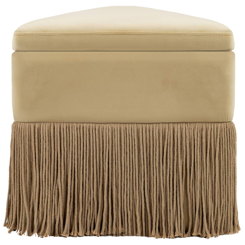 Meridian Trivoli Camel Velvet Ottoman/Stool IMAGE 5