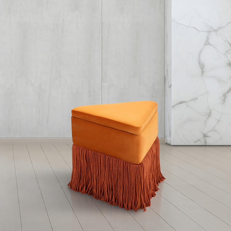 Meridian Trivoli Cognac Velvet Ottoman/Stool IMAGE 2