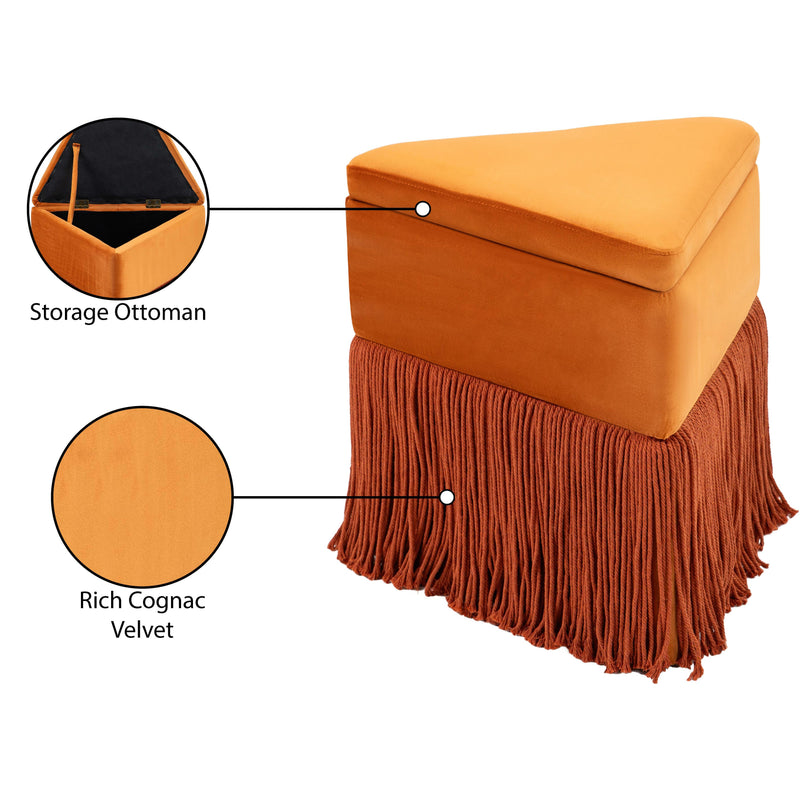 Meridian Trivoli Cognac Velvet Ottoman/Stool IMAGE 9