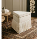 Meridian Trivoli Cream Velvet Ottoman/Stool IMAGE 2