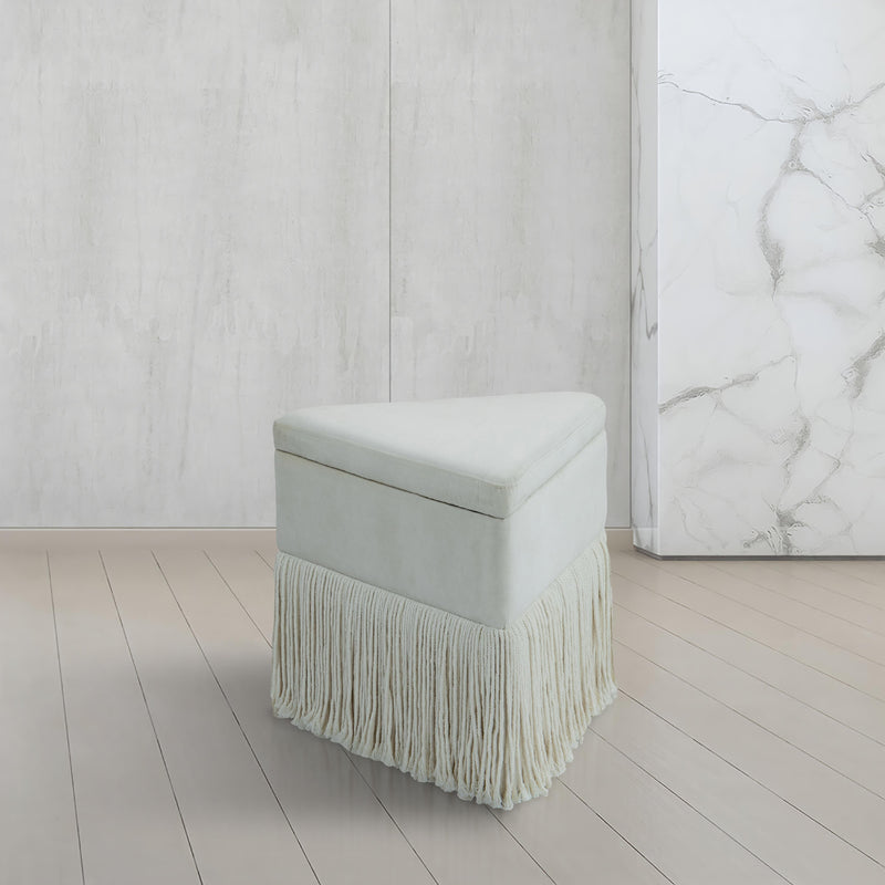Meridian Trivoli Cream Velvet Ottoman/Stool IMAGE 2