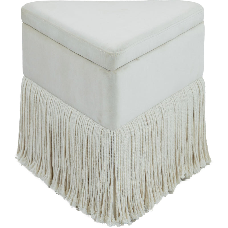 Meridian Trivoli Cream Velvet Ottoman/Stool IMAGE 3
