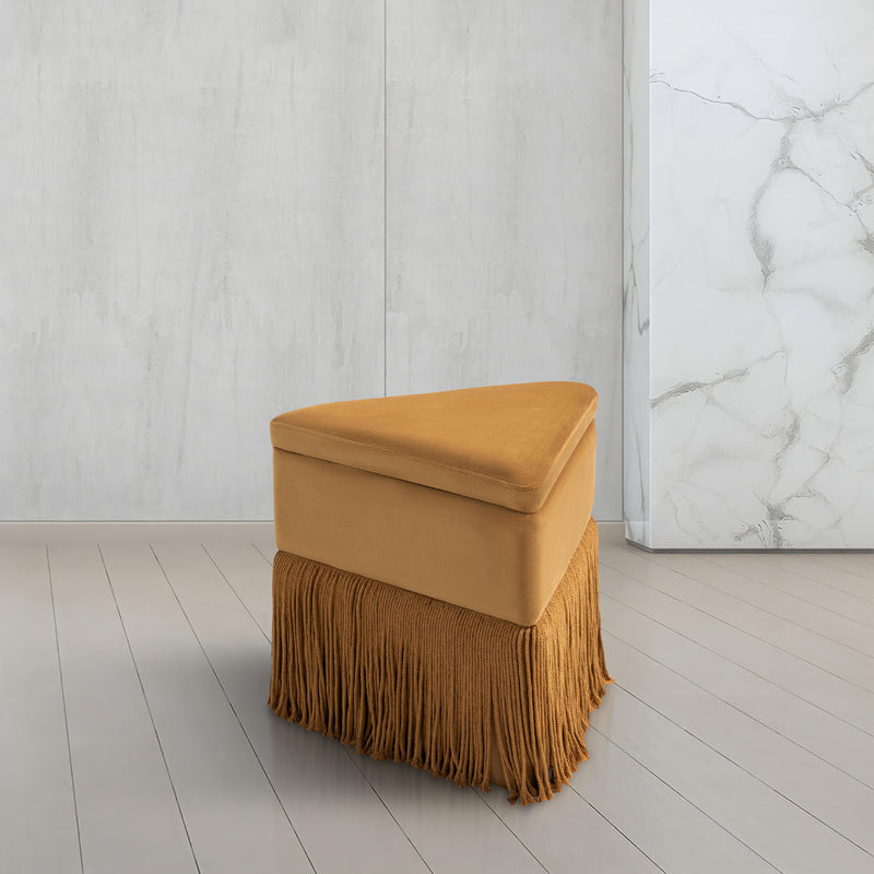 Meridian Trivoli Saddle Velvet Ottoman/Stool IMAGE 2