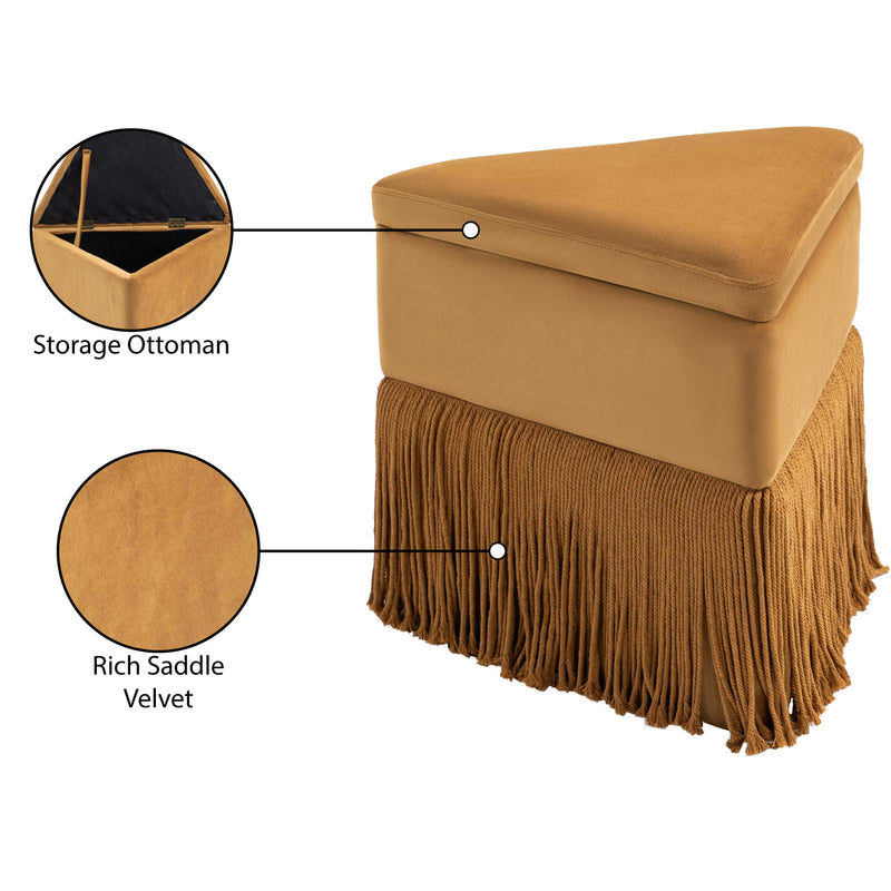 Meridian Trivoli Saddle Velvet Ottoman/Stool IMAGE 9