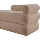 Meridian Kennedy Beige Faux Shearling Teddy Fabric Bench IMAGE 10