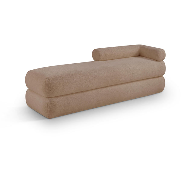 Meridian Kennedy Beige Faux Shearling Teddy Fabric Bench IMAGE 1