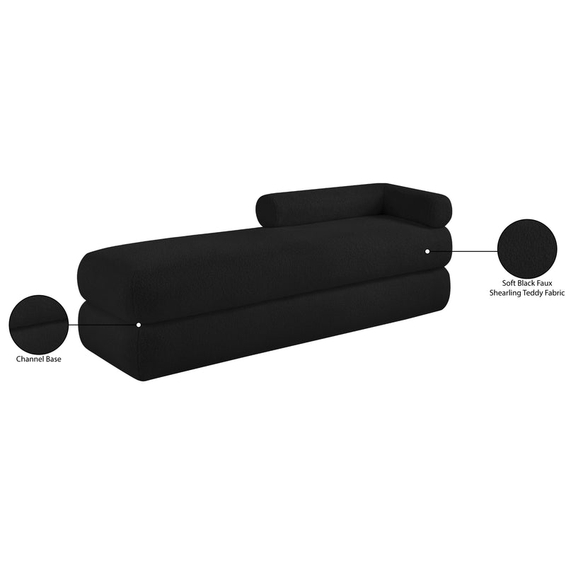 Meridian Kennedy Black Faux Shearling Teddy Fabric Bench IMAGE 14