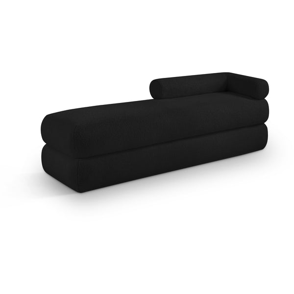 Meridian Kennedy Black Faux Shearling Teddy Fabric Bench IMAGE 1
