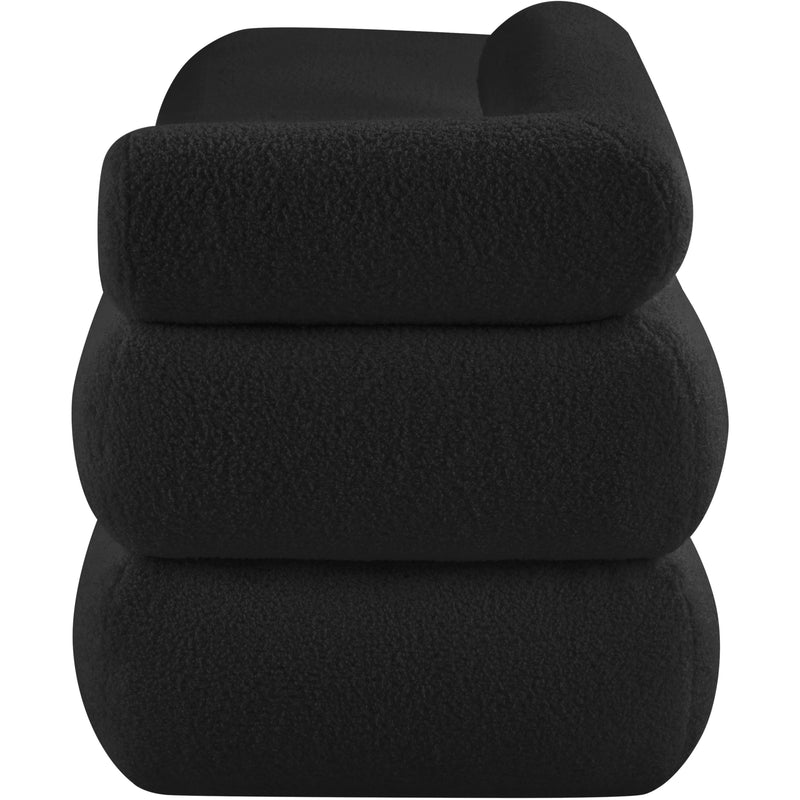 Meridian Kennedy Black Faux Shearling Teddy Fabric Bench IMAGE 4