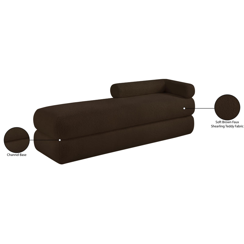 Meridian Kennedy Brown Faux Shearling Teddy Fabric Bench IMAGE 14