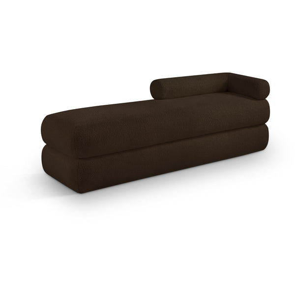 Meridian Kennedy Brown Faux Shearling Teddy Fabric Bench IMAGE 1