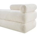Meridian Kennedy Cream Faux Shearling Teddy Fabric Bench IMAGE 10