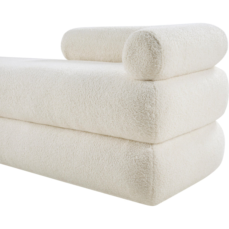 Meridian Kennedy Cream Faux Shearling Teddy Fabric Bench IMAGE 10