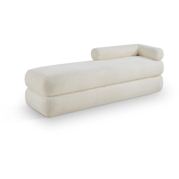 Meridian Kennedy Cream Faux Shearling Teddy Fabric Bench IMAGE 1