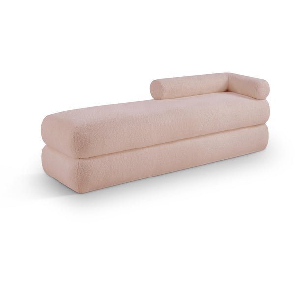 Meridian Kennedy Pink Faux Shearling Teddy Fabric Bench IMAGE 1