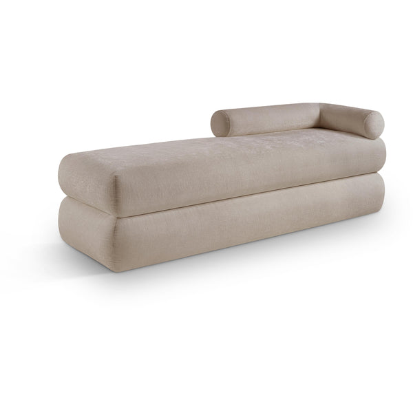Meridian Kennedy Beige Chenille Fabric Bench IMAGE 1