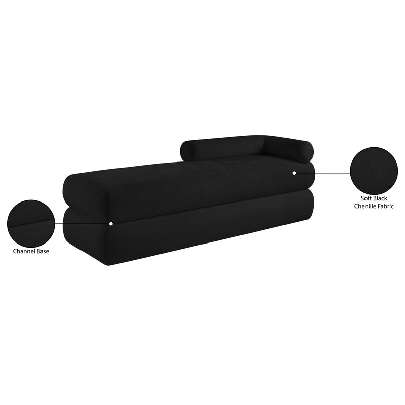 Meridian Kennedy Black Chenille Fabric Bench IMAGE 14