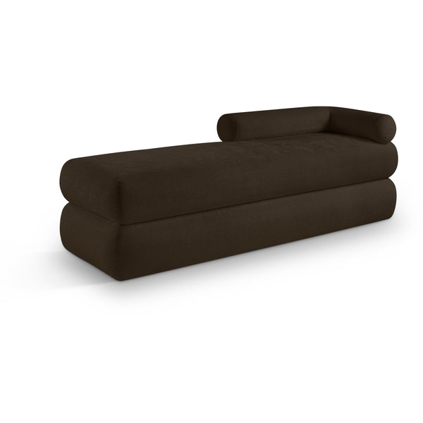Meridian Kennedy Brown Chenille Fabric Bench IMAGE 1