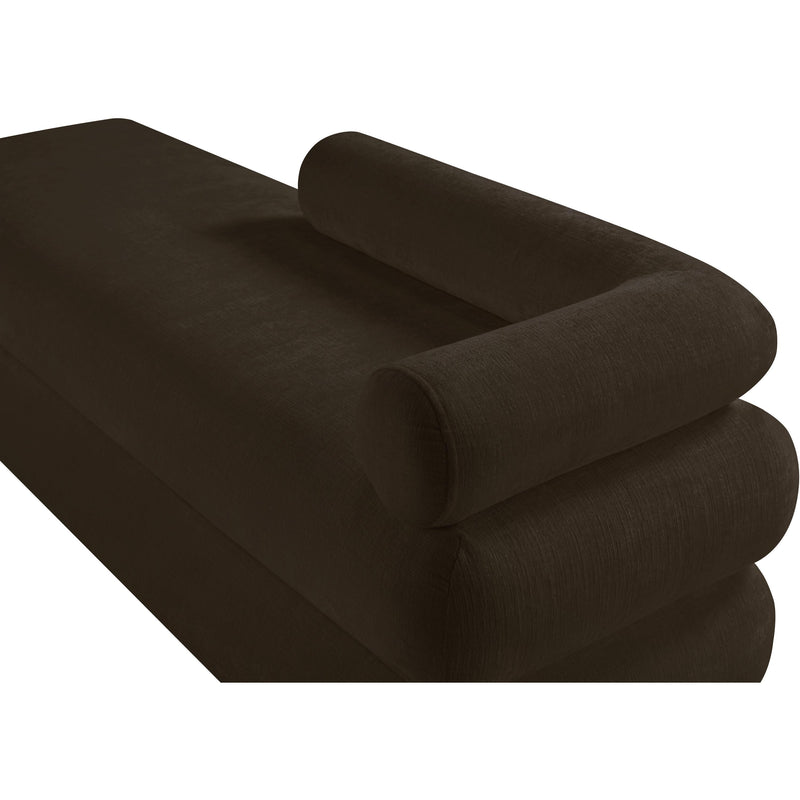 Meridian Kennedy Brown Chenille Fabric Bench IMAGE 9