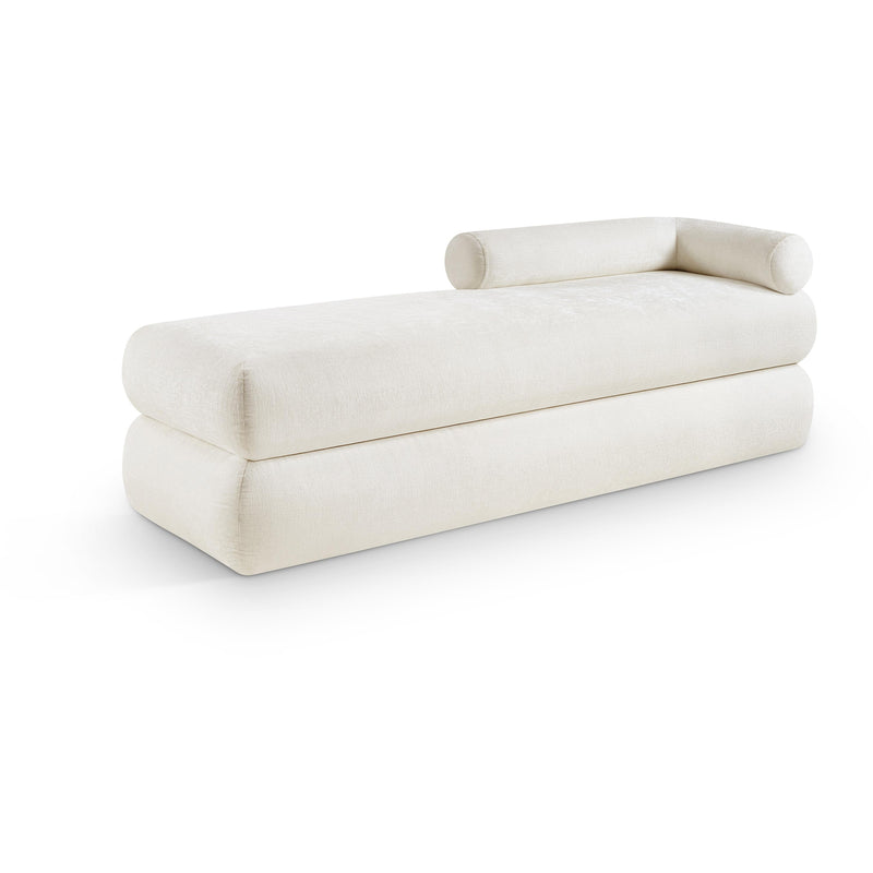 Meridian Kennedy Cream Chenille Fabric Bench IMAGE 1